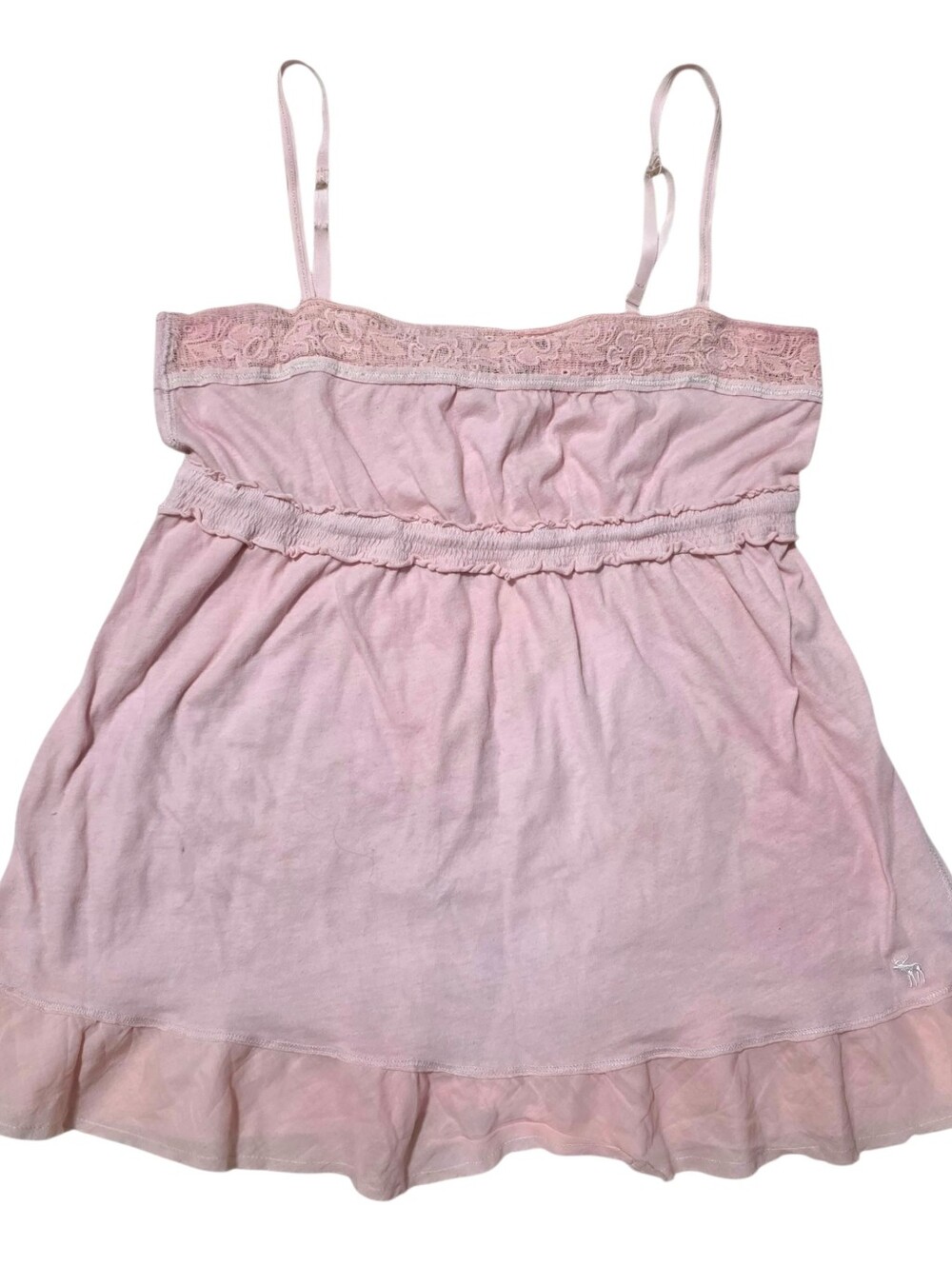 Abercrombie vintage light pink babydoll top with lace and ruffles - Picture 4 of 6